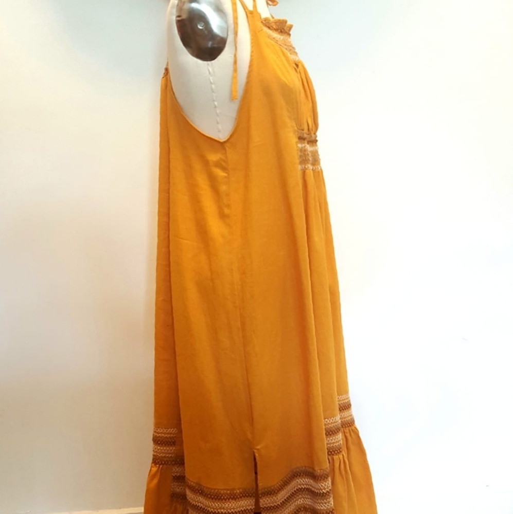 Free People Mustard Linen Cotton Dress Last Spring - Picture 3 of 6